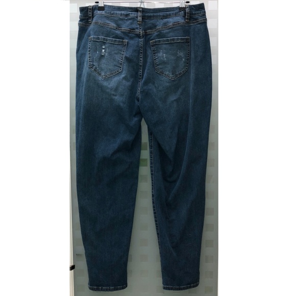 🎉3HP🎉 LANE BRYANT Low Rise Boyfriend Jeans Distressed Deconstructed Stretch 16 - Picture 8 of 16